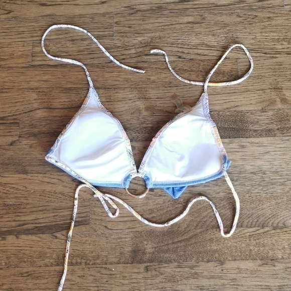 Victoria's Secret Bikini Top Yellow Denim Ruffle Large - Picture 4 of 6